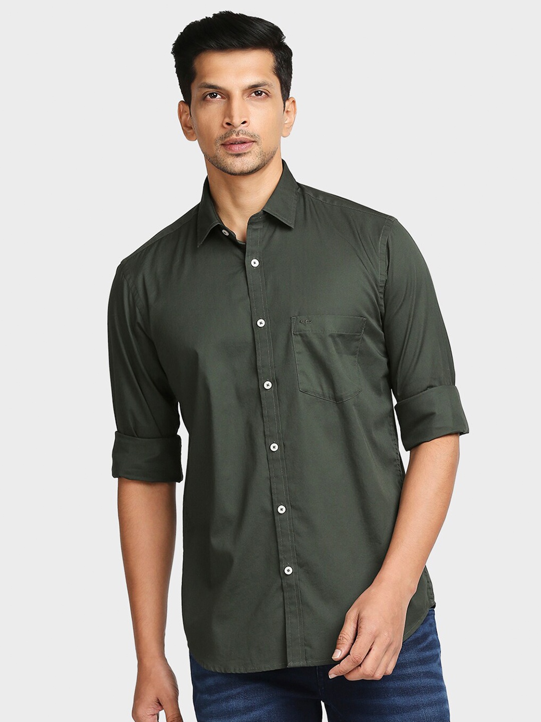 

ColorPlus Men Green Tailored Fit Casual Cotton Shirt