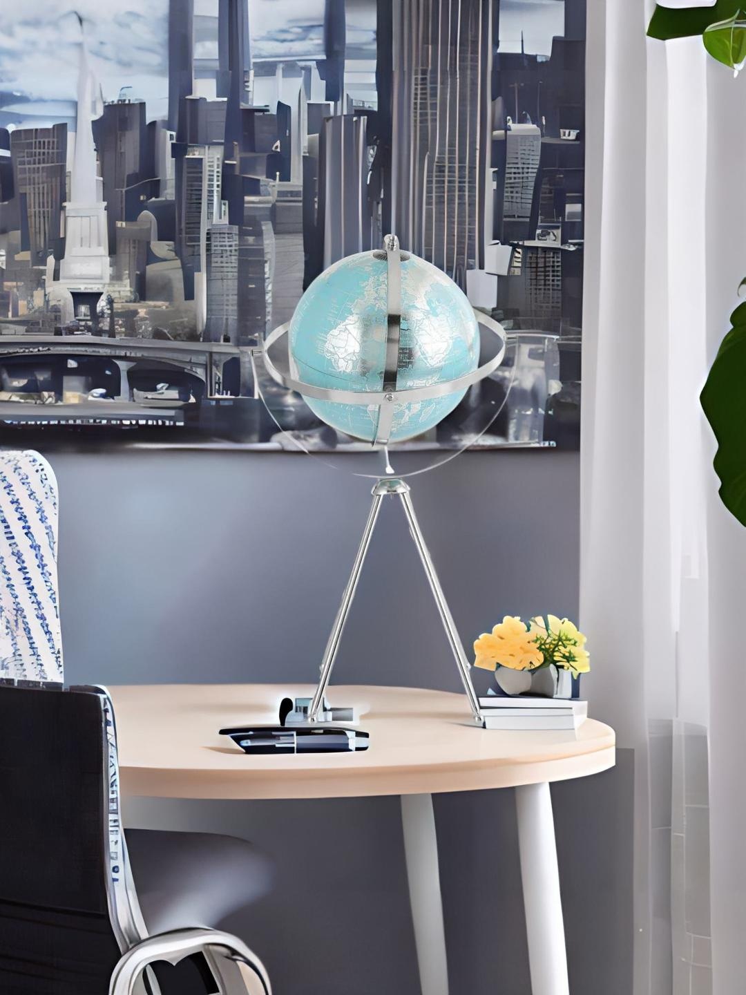 

Athome by Nilkamal Sea Green & Silver-Toned Atlas World Globe