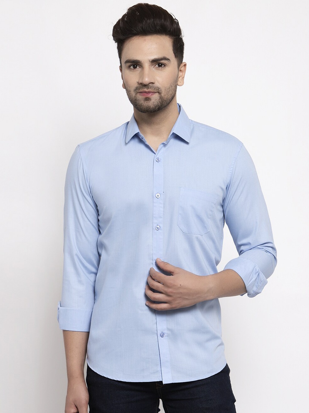 

JAINISH Men Blue Classic Casual Cotton Shirt