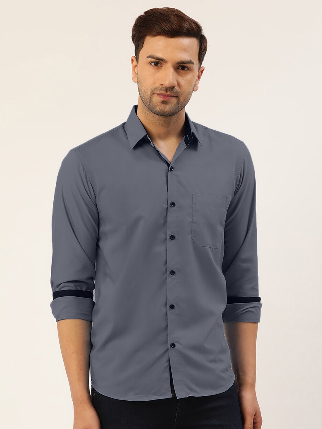 

JAINISH Men Grey Classic Casual Cotton Shirt