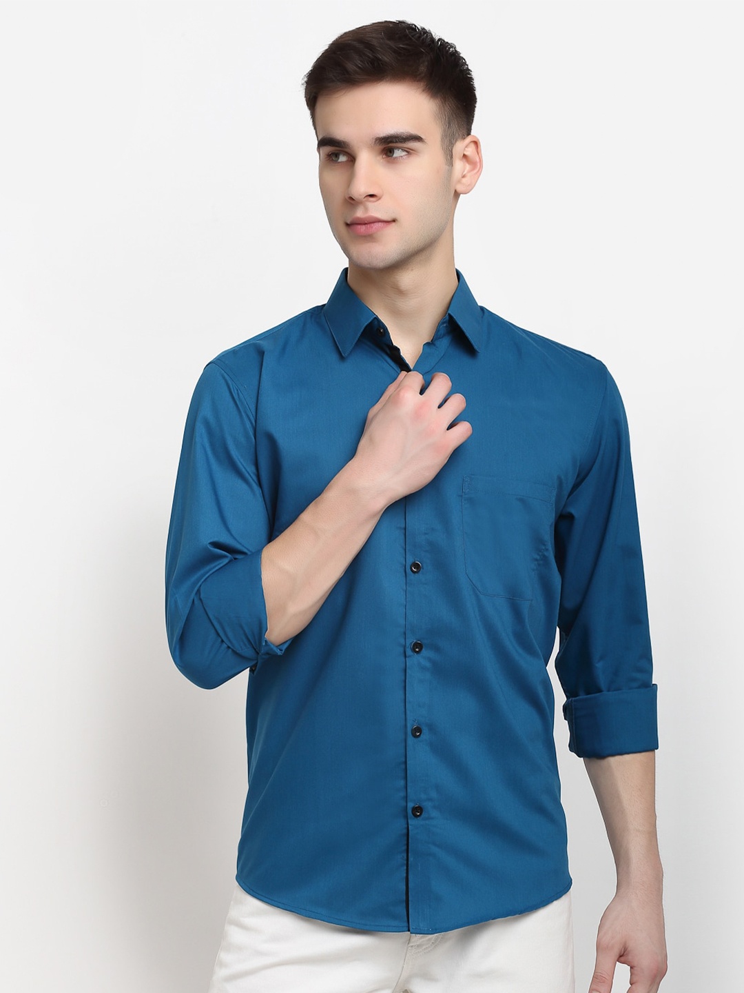 

JAINISH Men Teal Classic Casual Cotton Shirt