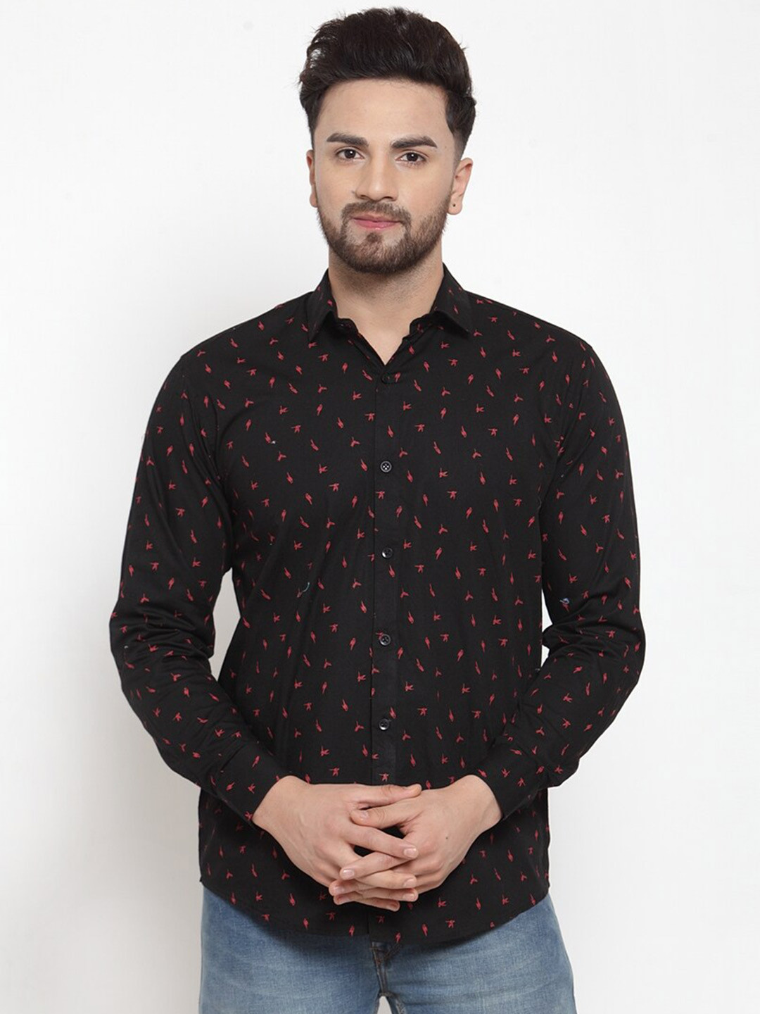 

JAINISH Men Black Classic Printed Casual Shirt