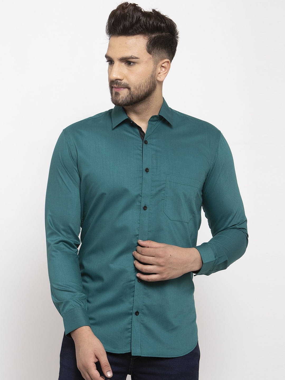 

JAINISH Men Teal Classic Cotton Casual Shirt