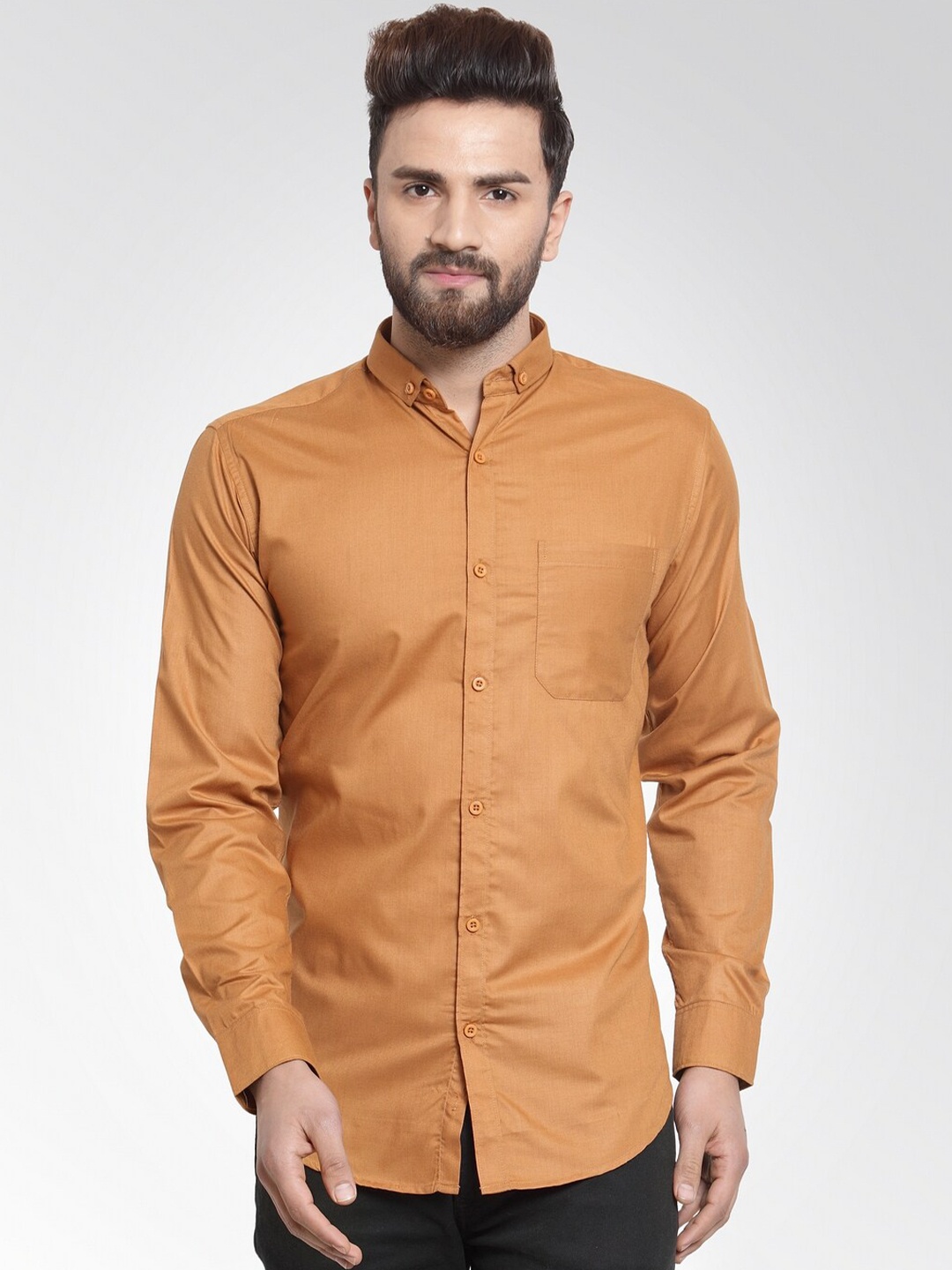 

JAINISH Men Rust Classic Slim Fit Casual Shirt