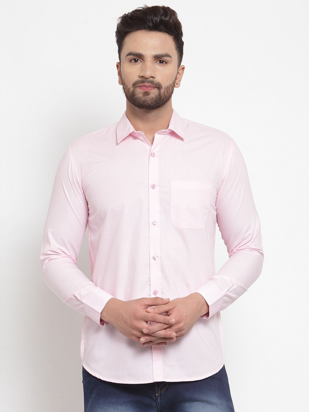 

JAINISH Men Pink Classic Slim Fit Solid Cotton Casual Shirt