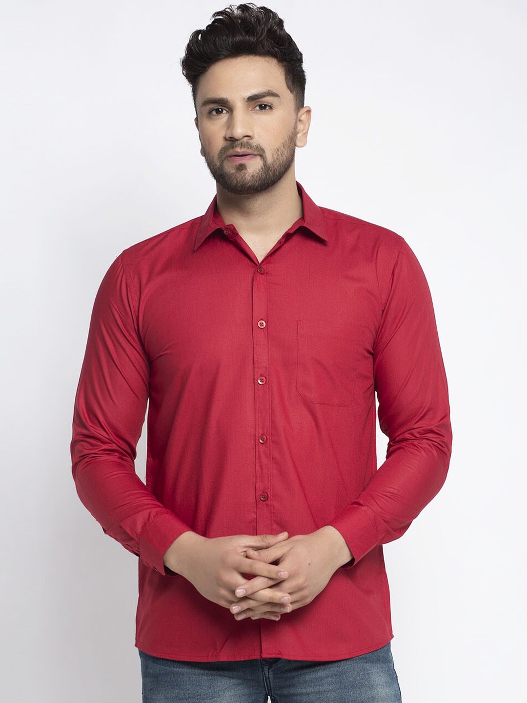 

JAINISH Men Maroon Classic Casual Shirt