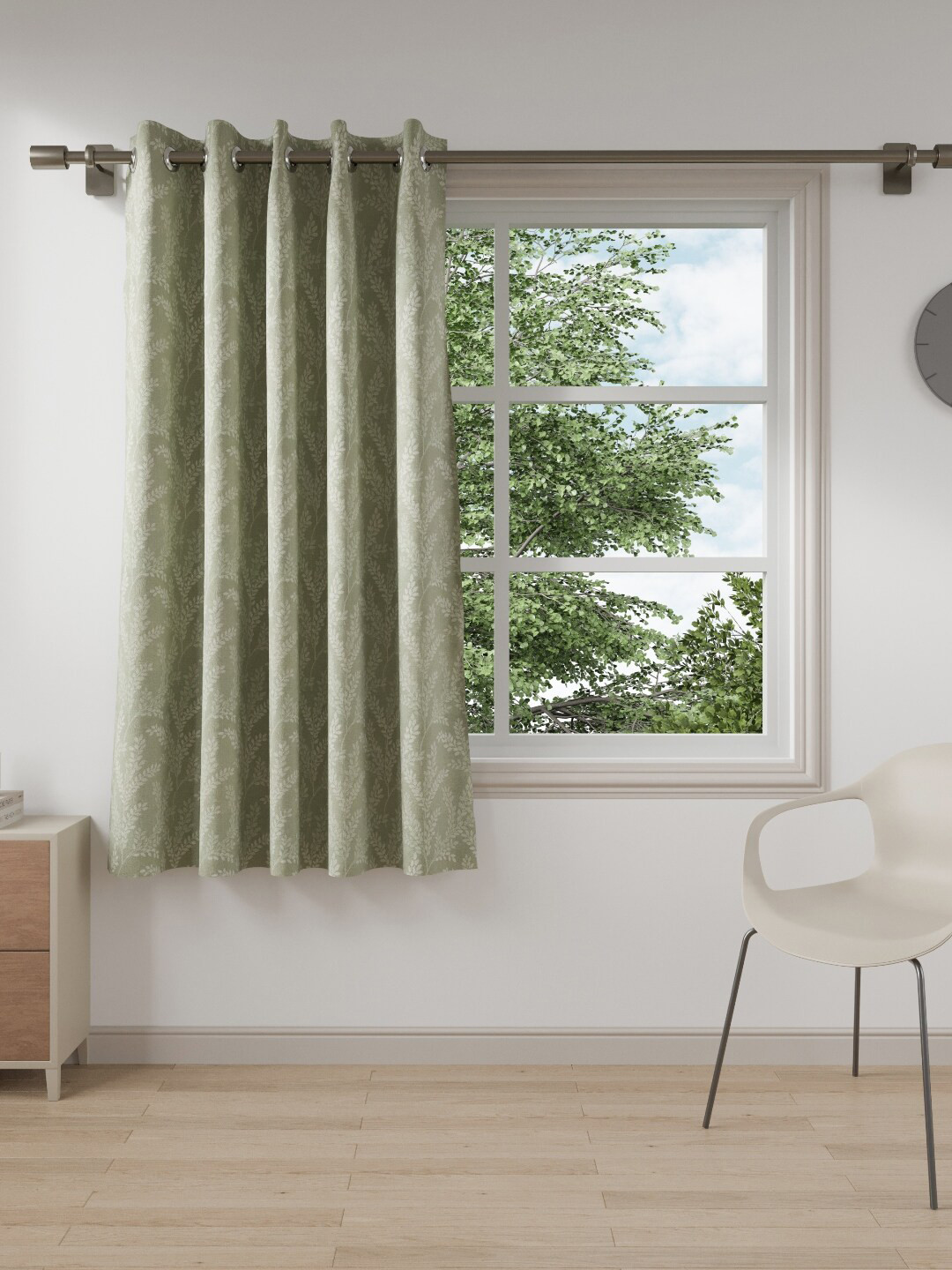

DDecor Green Floral Black Out Window Curtain