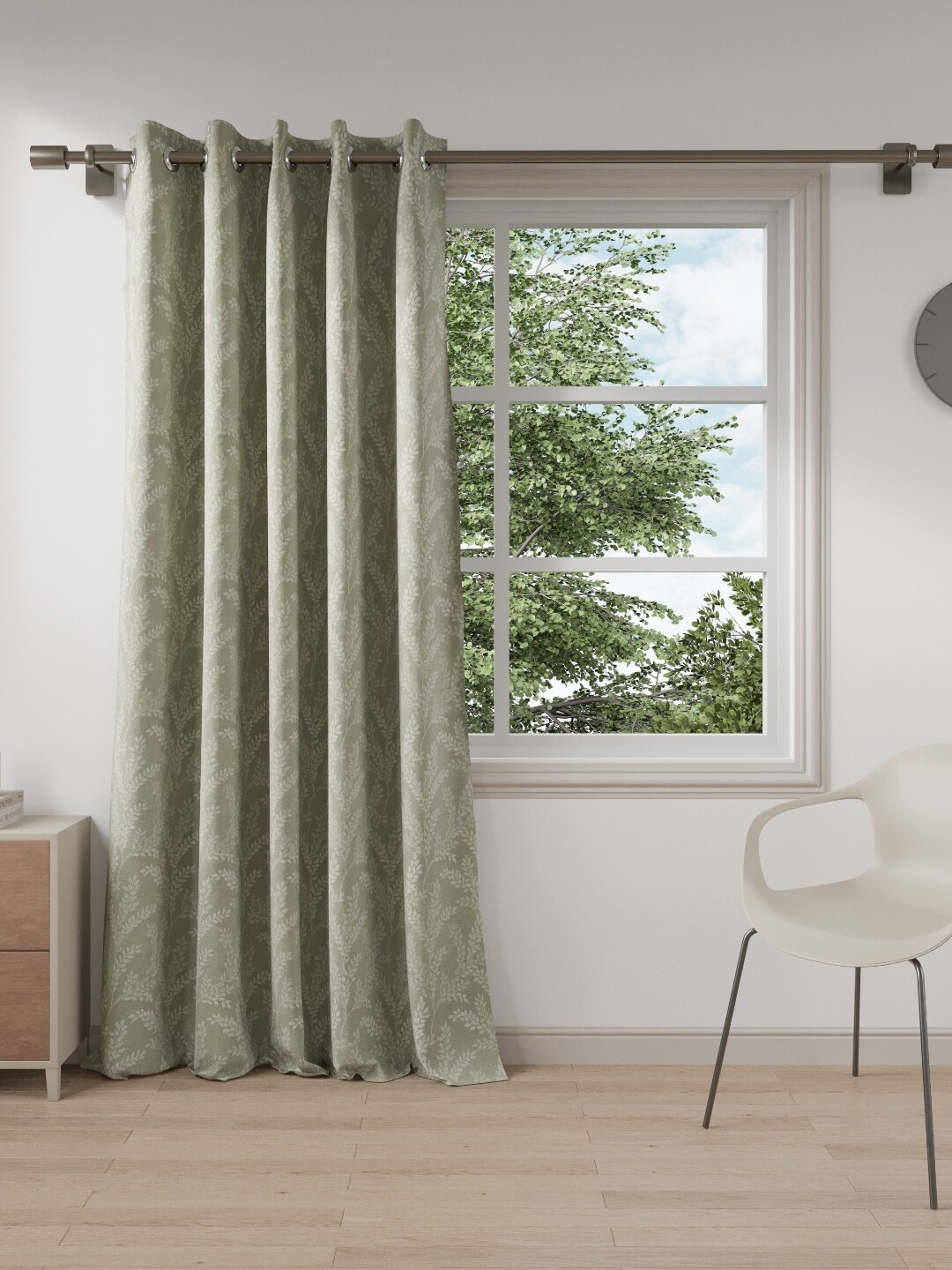 DDecor Green Floral Black Out Door Curtain