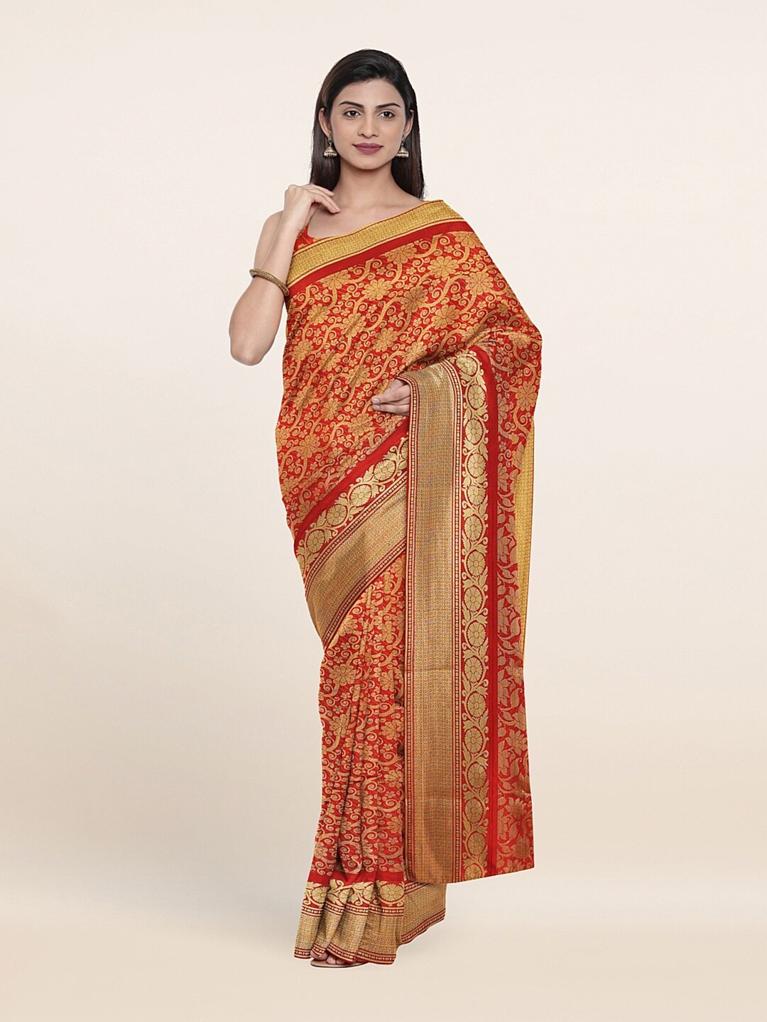 

Pothys Maroon Floral Zari Art Silk Saree