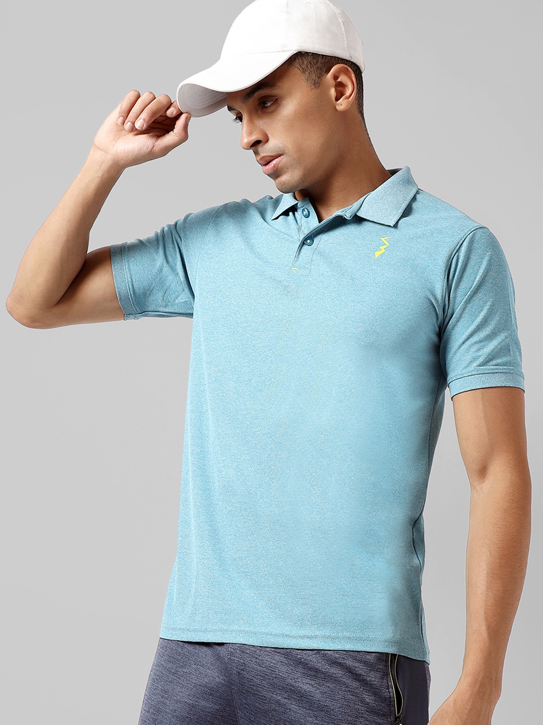 

Campus Sutra Men Grey Polo Collar Sports T-shirt