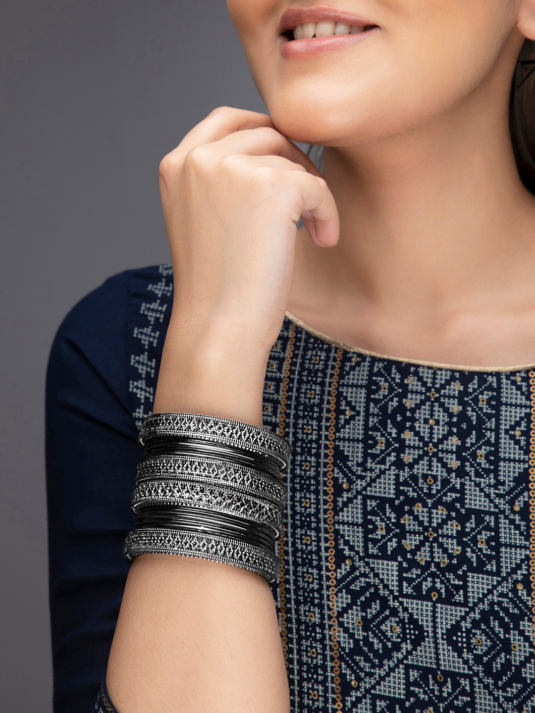 

Anouk Set Of 12 Silver-Plated Bangle