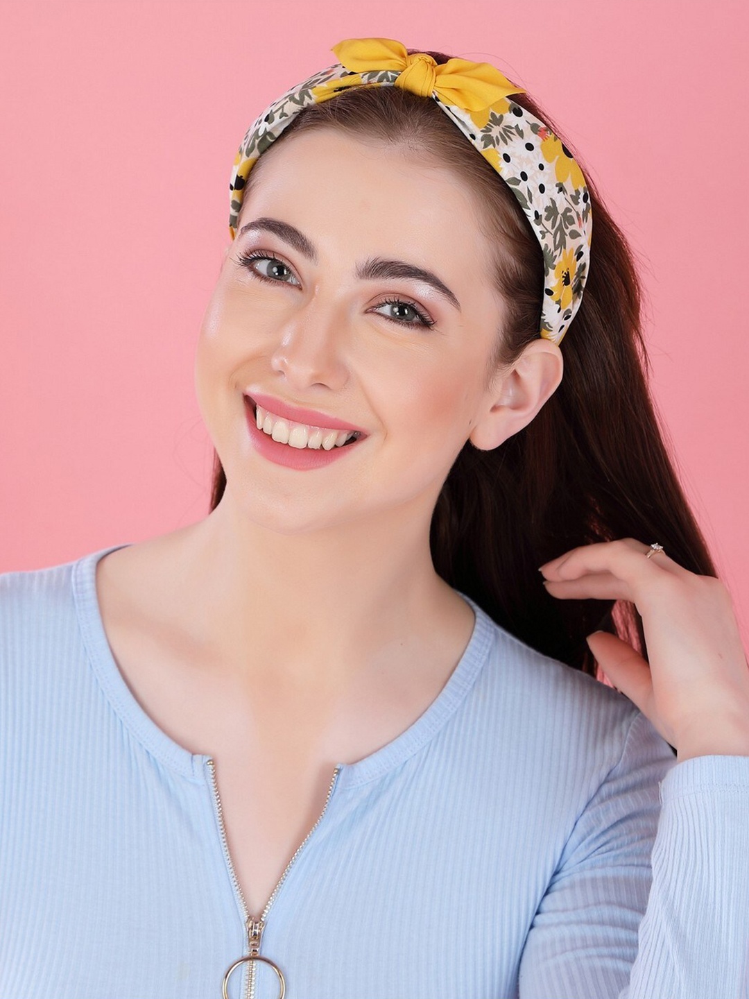 

POPLINS Women Yellow & White Floral Printed Hairband