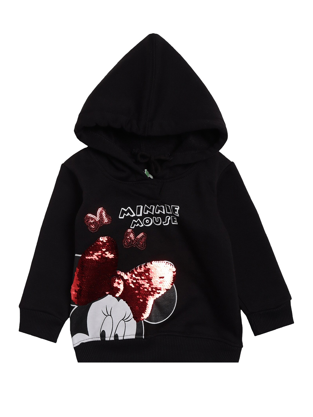 

Bodycare Kids Girls Black Printed Hooded Sweatshirt