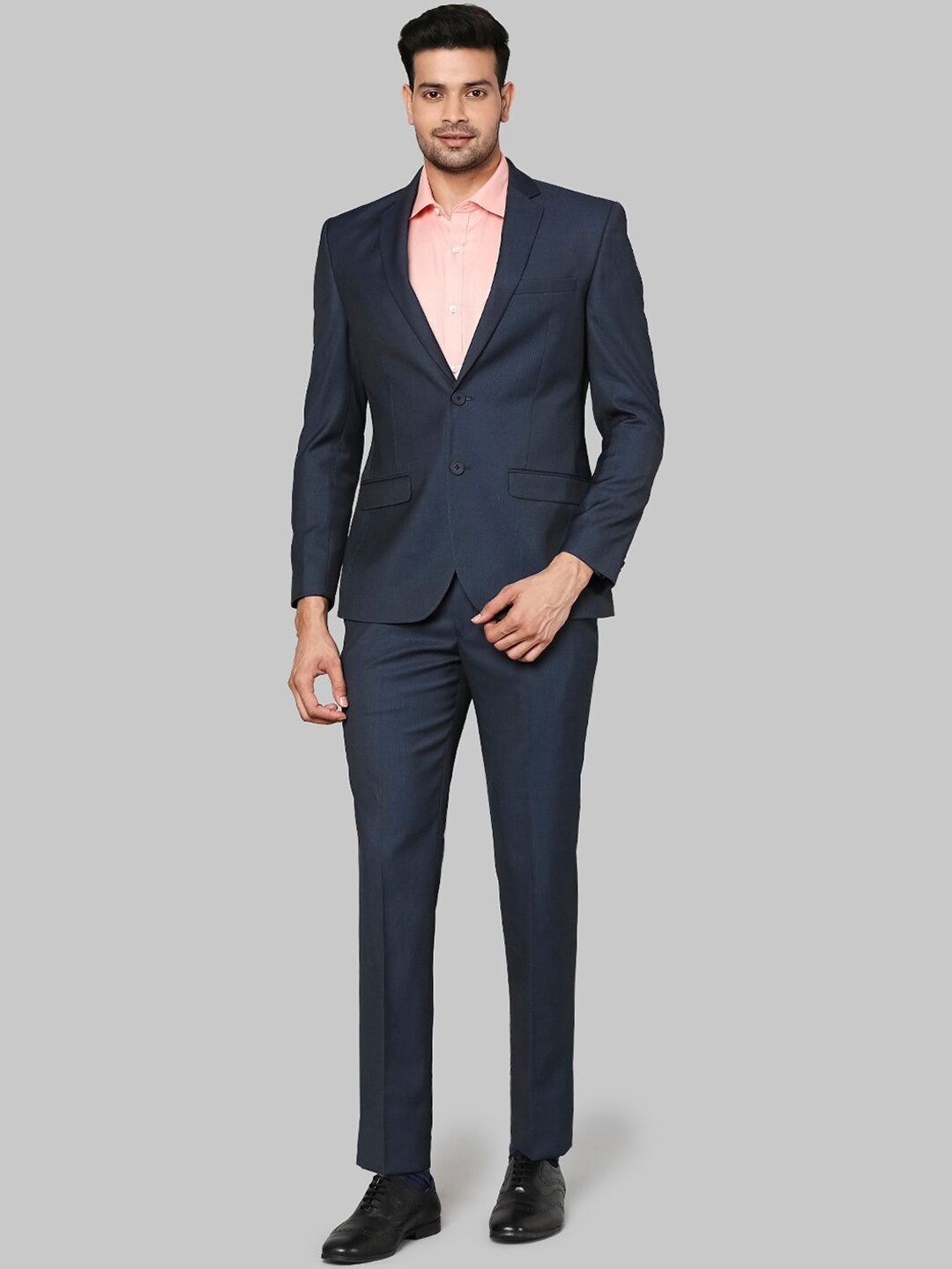 

Park Avenue Men Navy Blue Solid 2 Piece Formal Suits