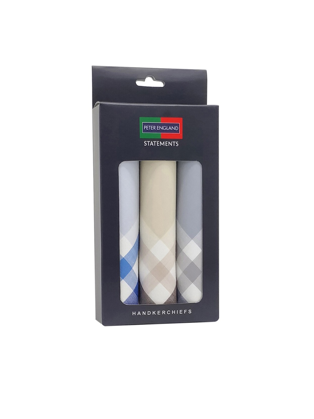 

Peter England Men Pack of 3 Grey & Beige Cotton Handkerchiefs