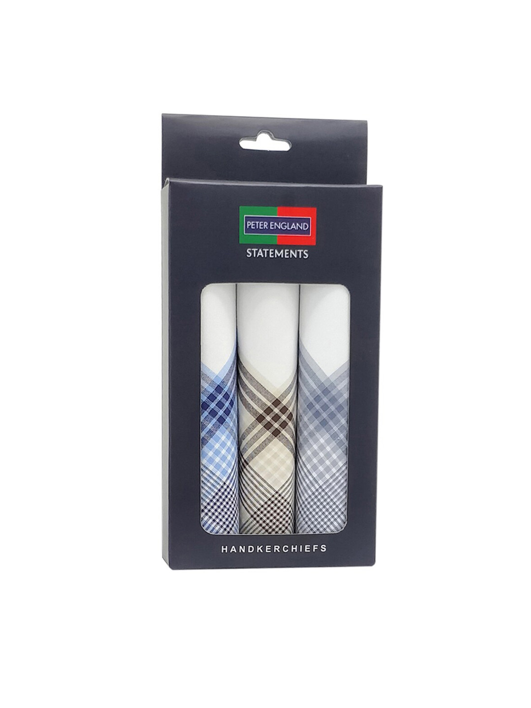 

Peter England Men White & Blue Striped Set of 3 Cotton Handkerchiefs