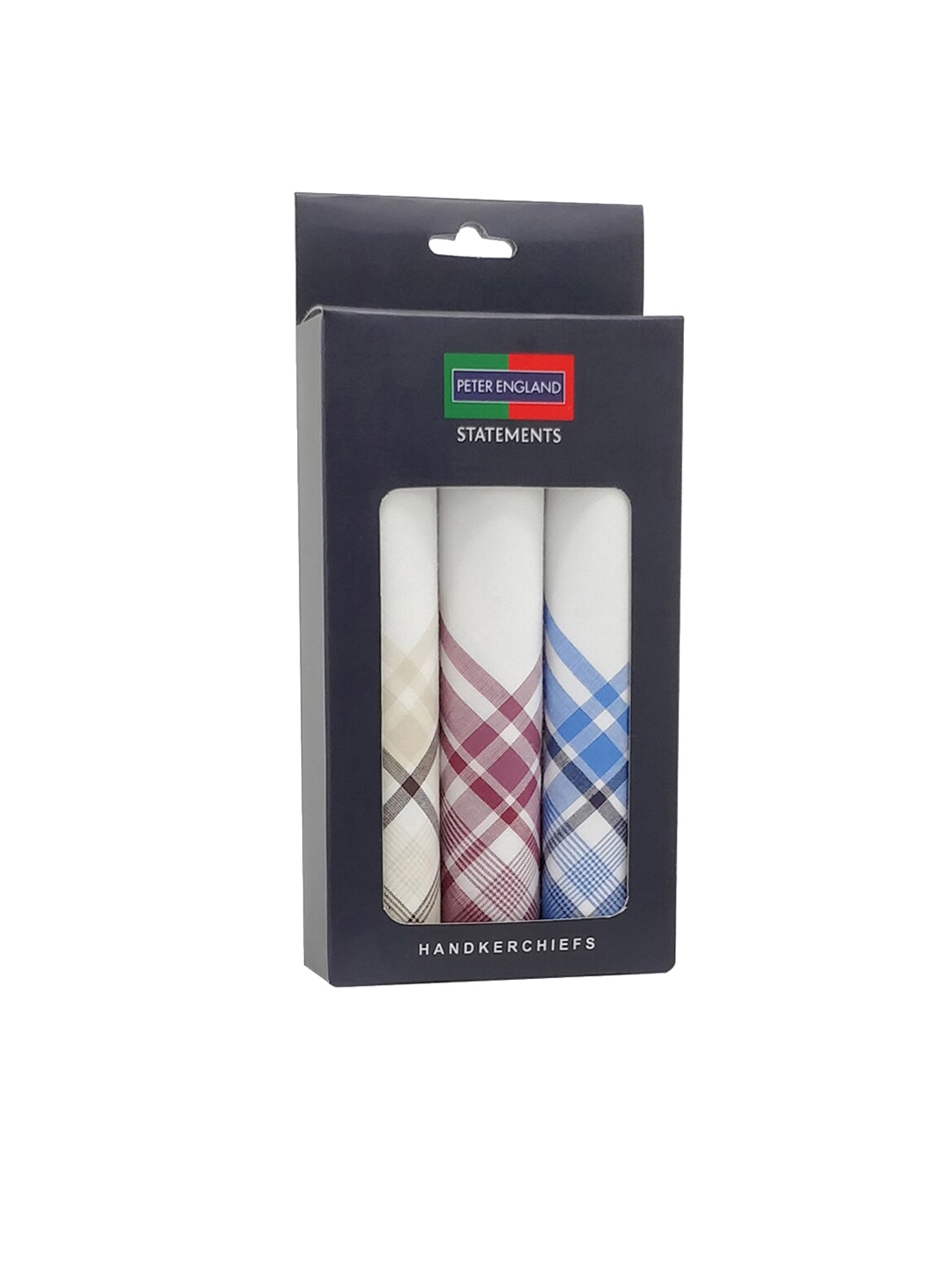 

Peter England Men Pack of 3 Cotton Handkerchief, White