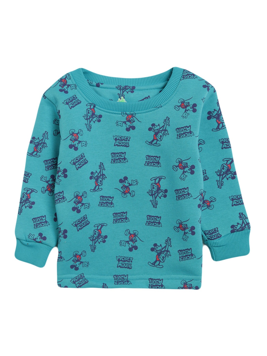 

Bodycare Kids Girls Sea Green & Black Mickey Mouse Printed Cotton T-shirt