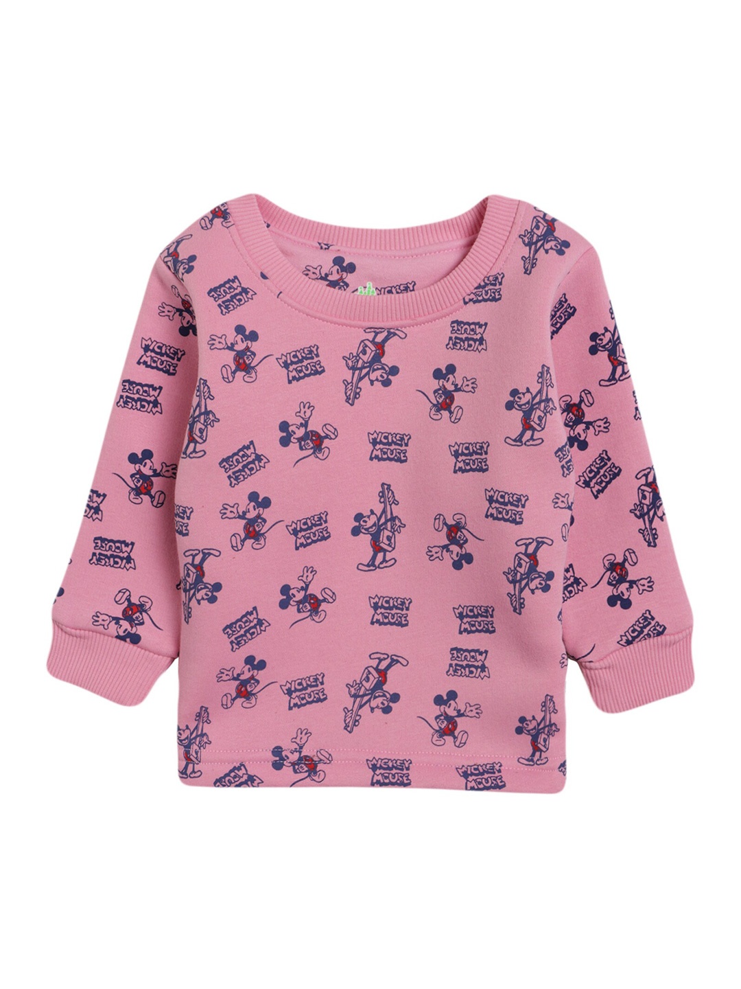 

Bodycare Kids Girls Pink & Navy Blue Mickey Mouse Printed Cotton T-shirt