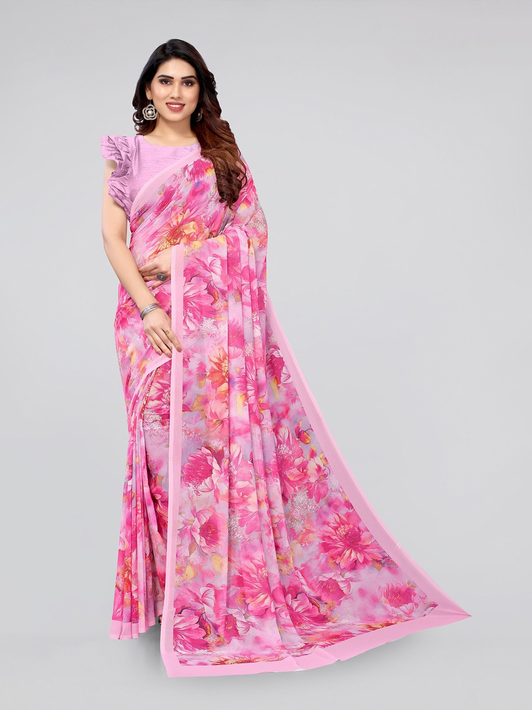 

MIRCHI FASHION Multicoloured Floral Bagh Georgette Saree, Multi