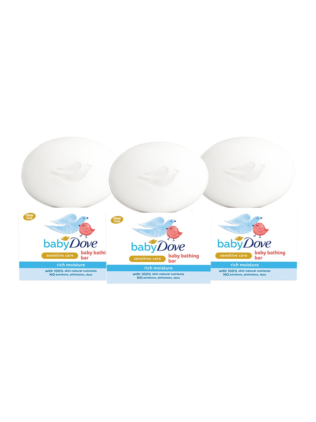 

Baby Dove Set of 3 Rich Moisture Bathing Bars - Sensitive Care - 75g each, White