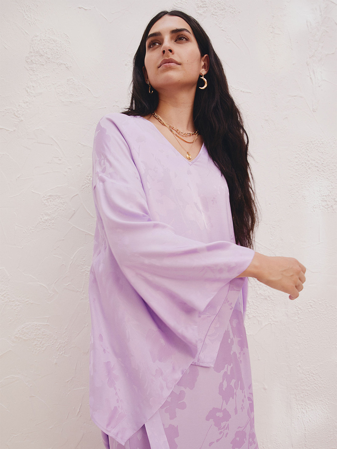 

H&M Lavender Jacquard Woven Kaftan