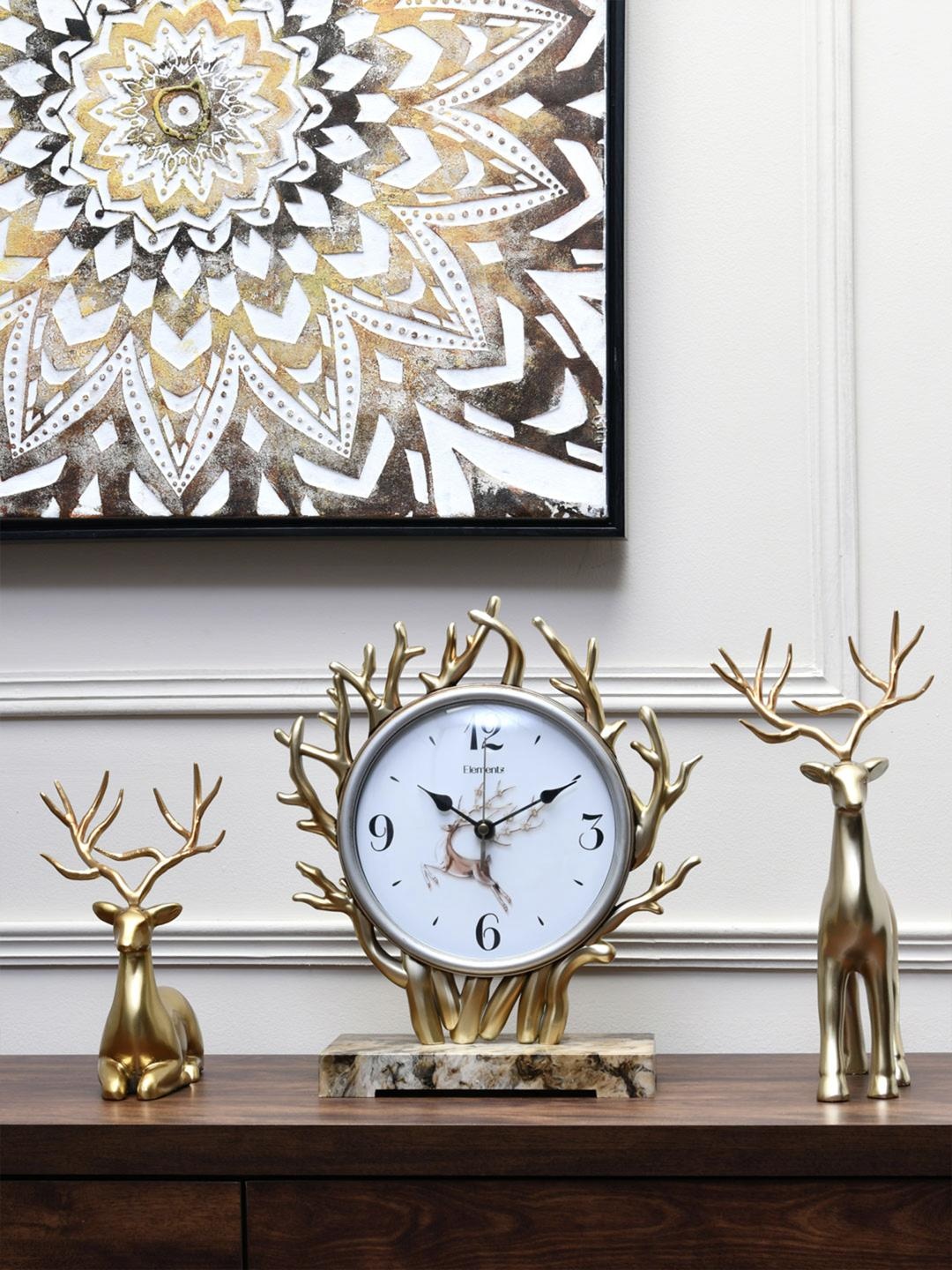 

Athome by Nilkamal Gold-Toned Textured Quirky Contemporary Table Clock