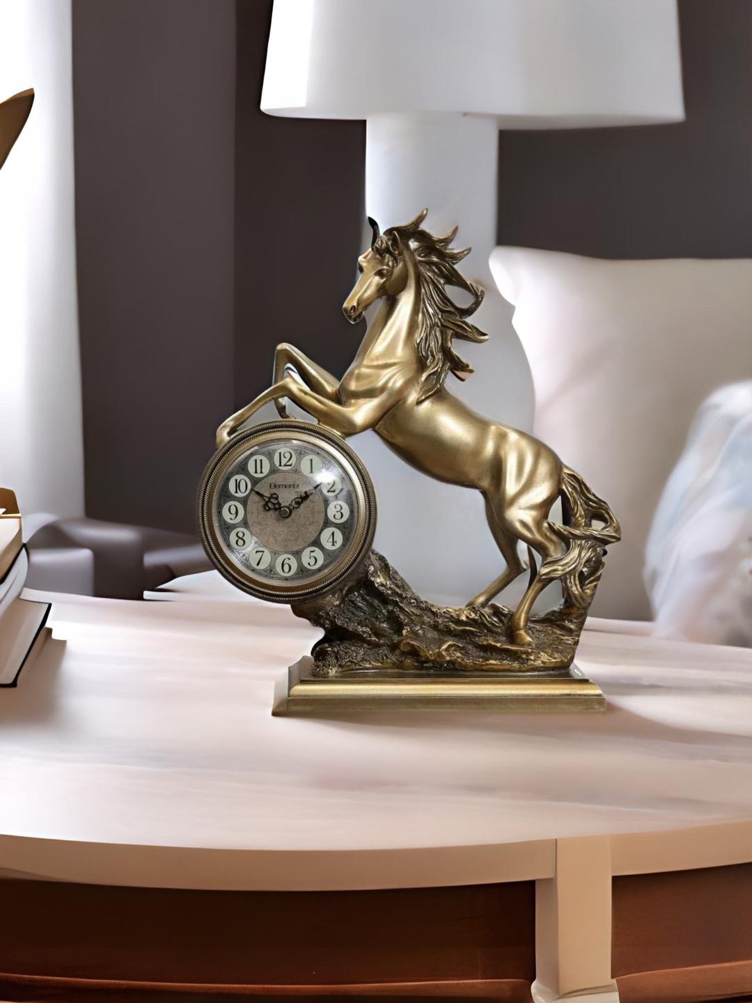 

Athome by Nilkamal Gold-Toned Embellished Animal Shaped Jumping Horse Table Clock