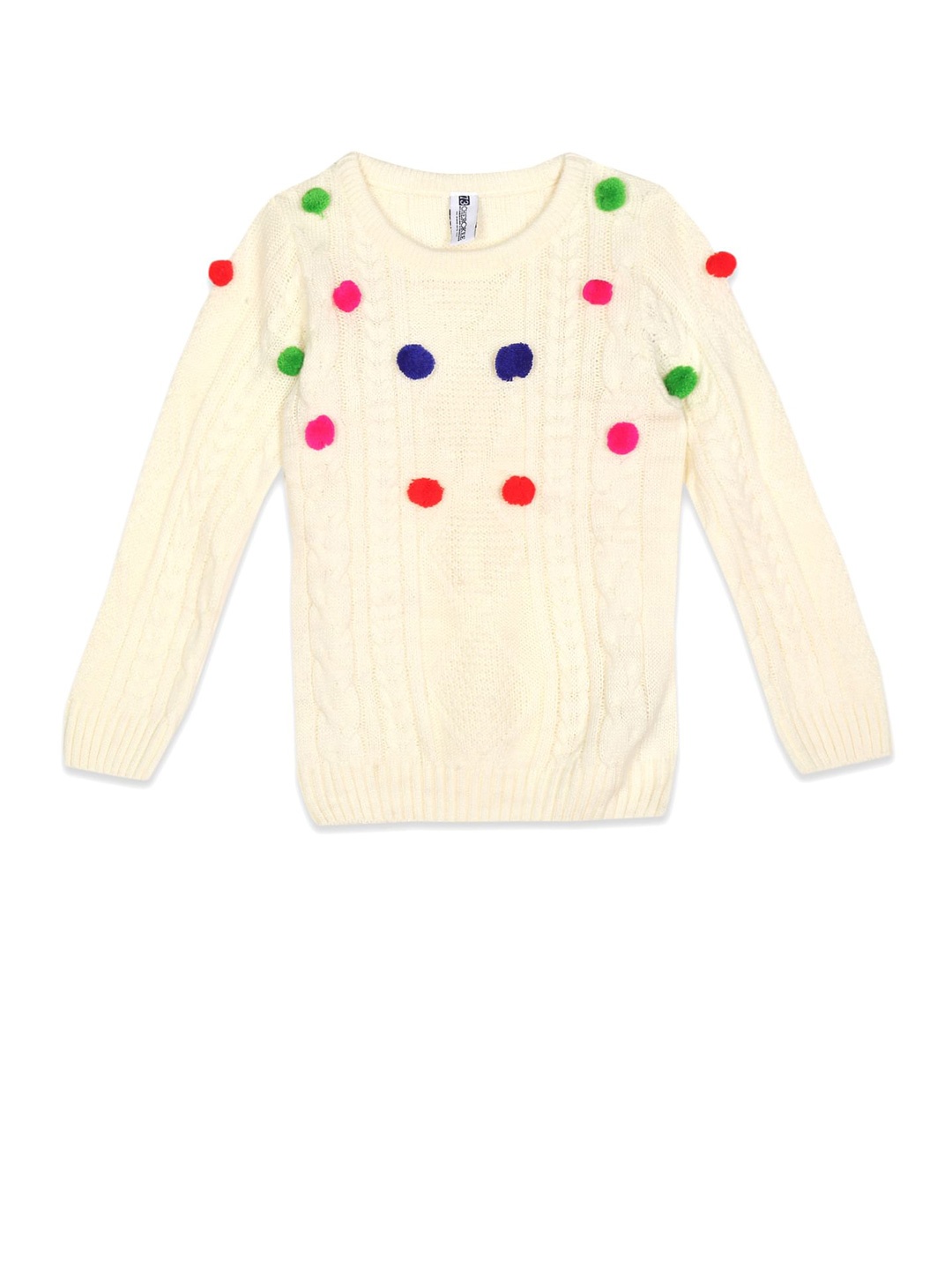 

Cherokee Girls Off White & Blue Pullover with Embellished Detail