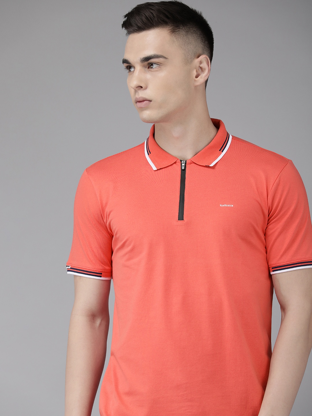 

Van Heusen Men Polo Collar T-shirt, Coral