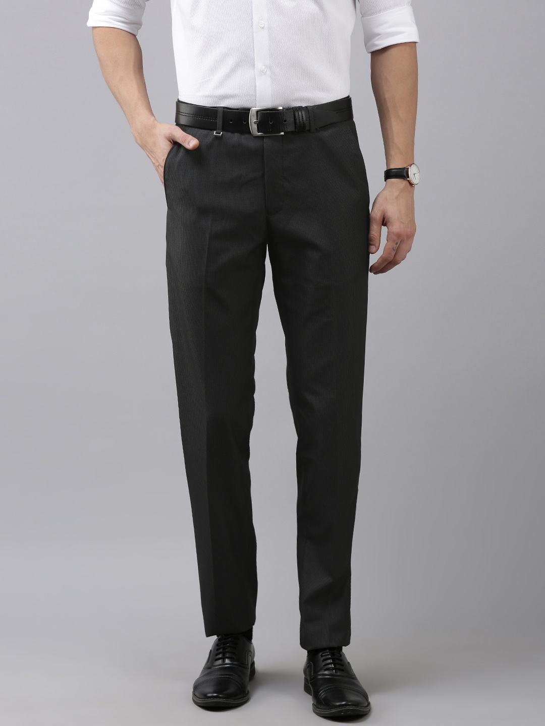 

Van Heusen Men Black Slim Fit Trousers