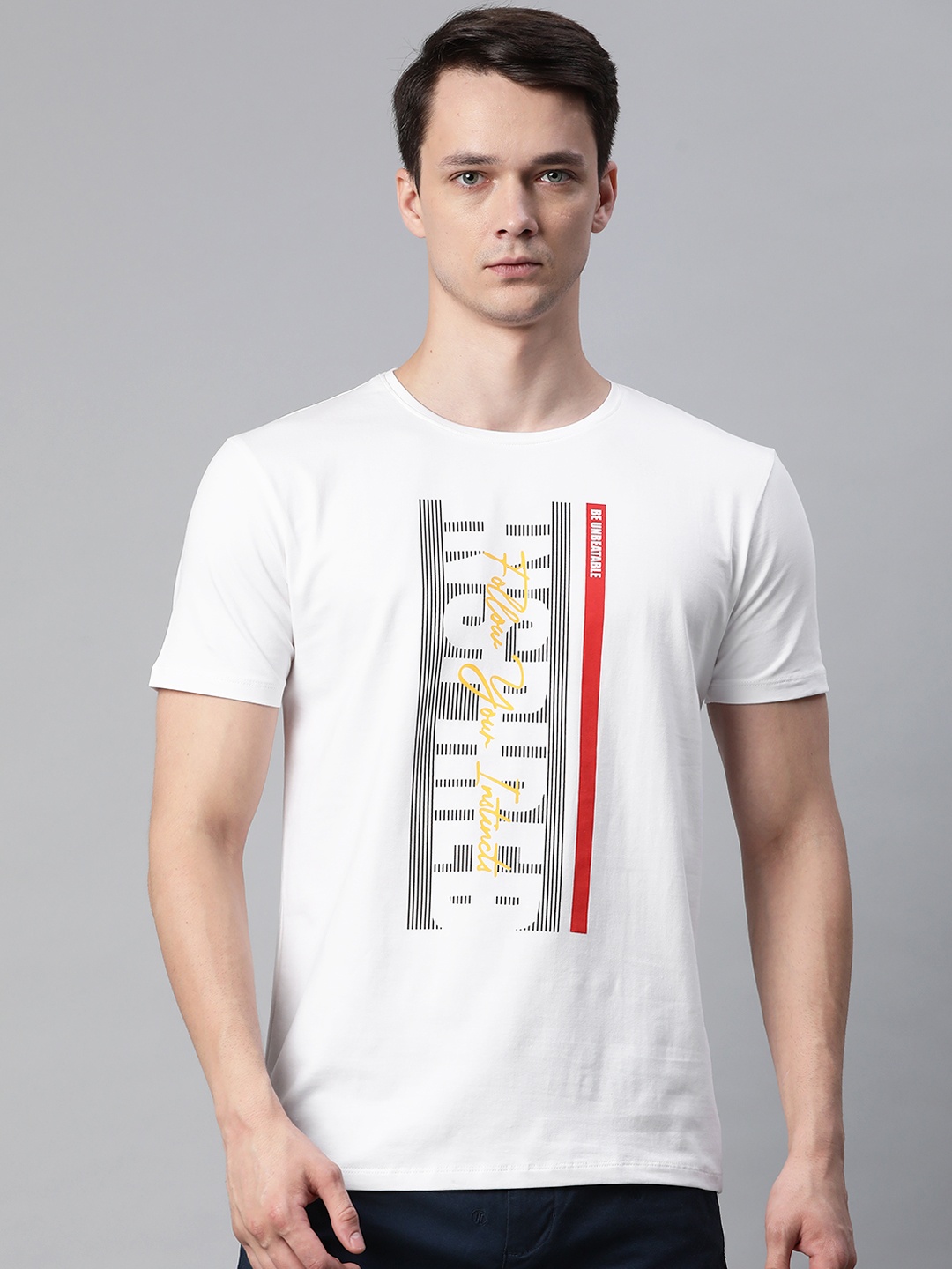 

Pierre Carlo Men White & Black Typography Printed T-shirt