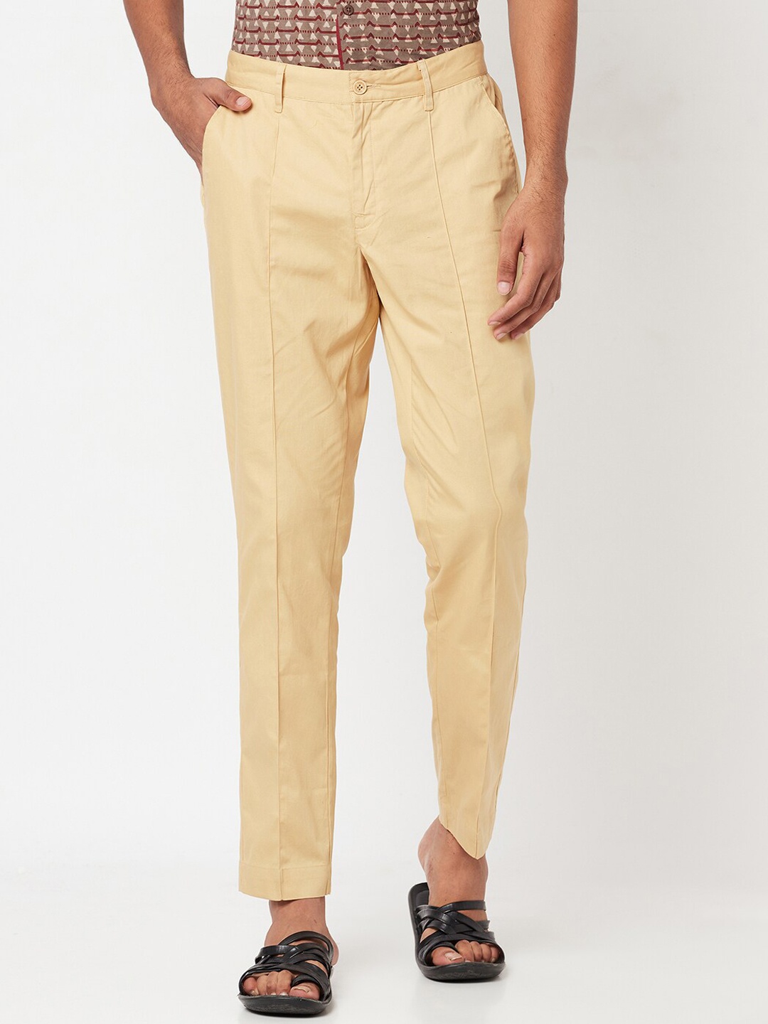 

Fabindia Men Beige Cotton Trousers
