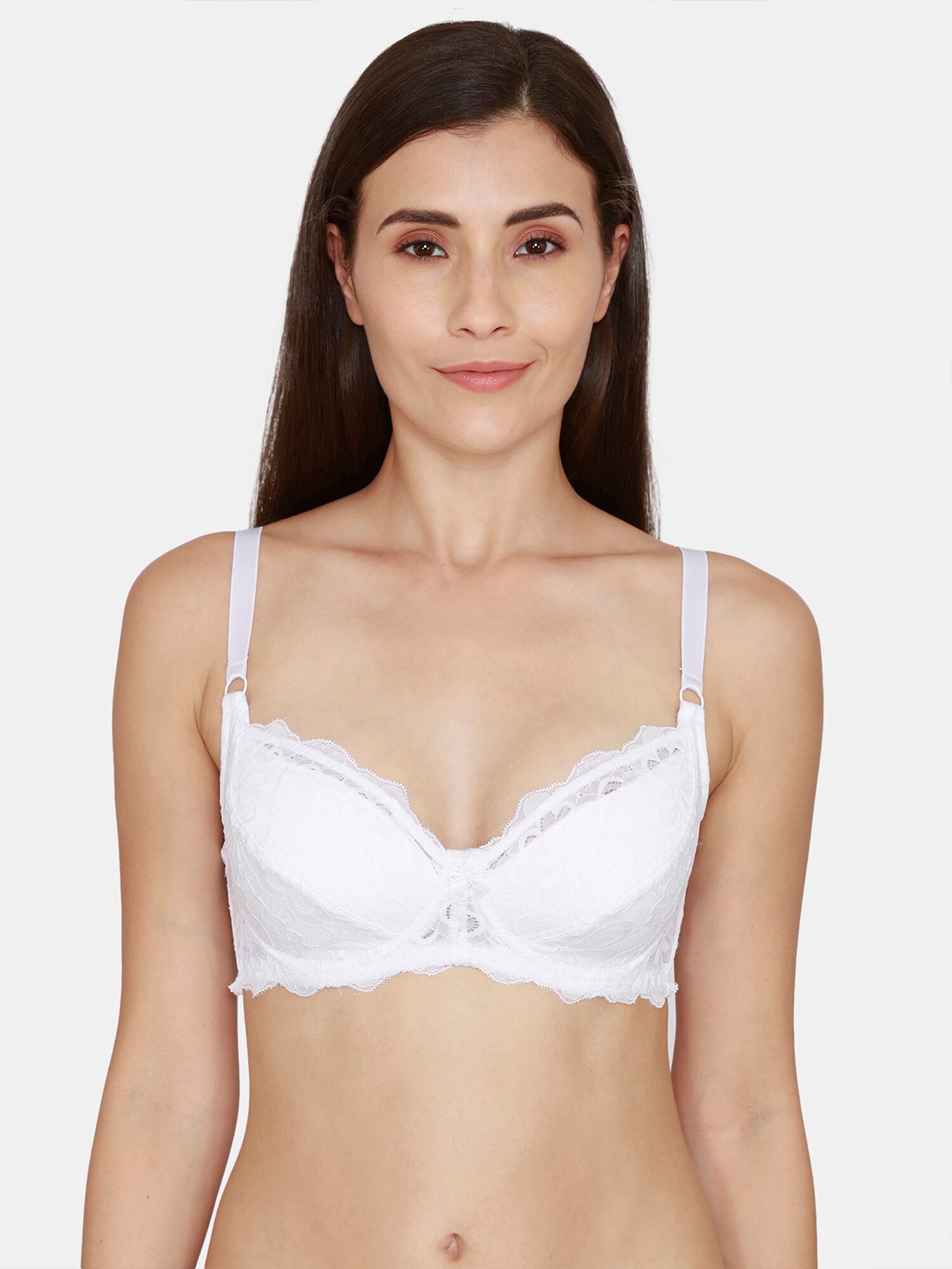 

Coucou by Zivame White Floral Lace Everyday Bra - Lightly Padded