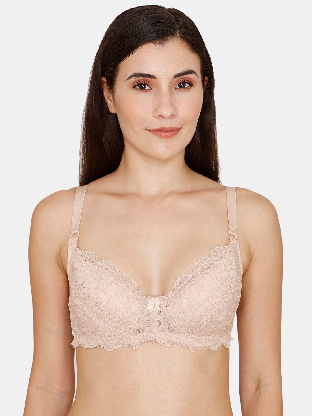 

Coucou by Zivame Brown Floral Lightly Padded & Non Wired Lace Bra