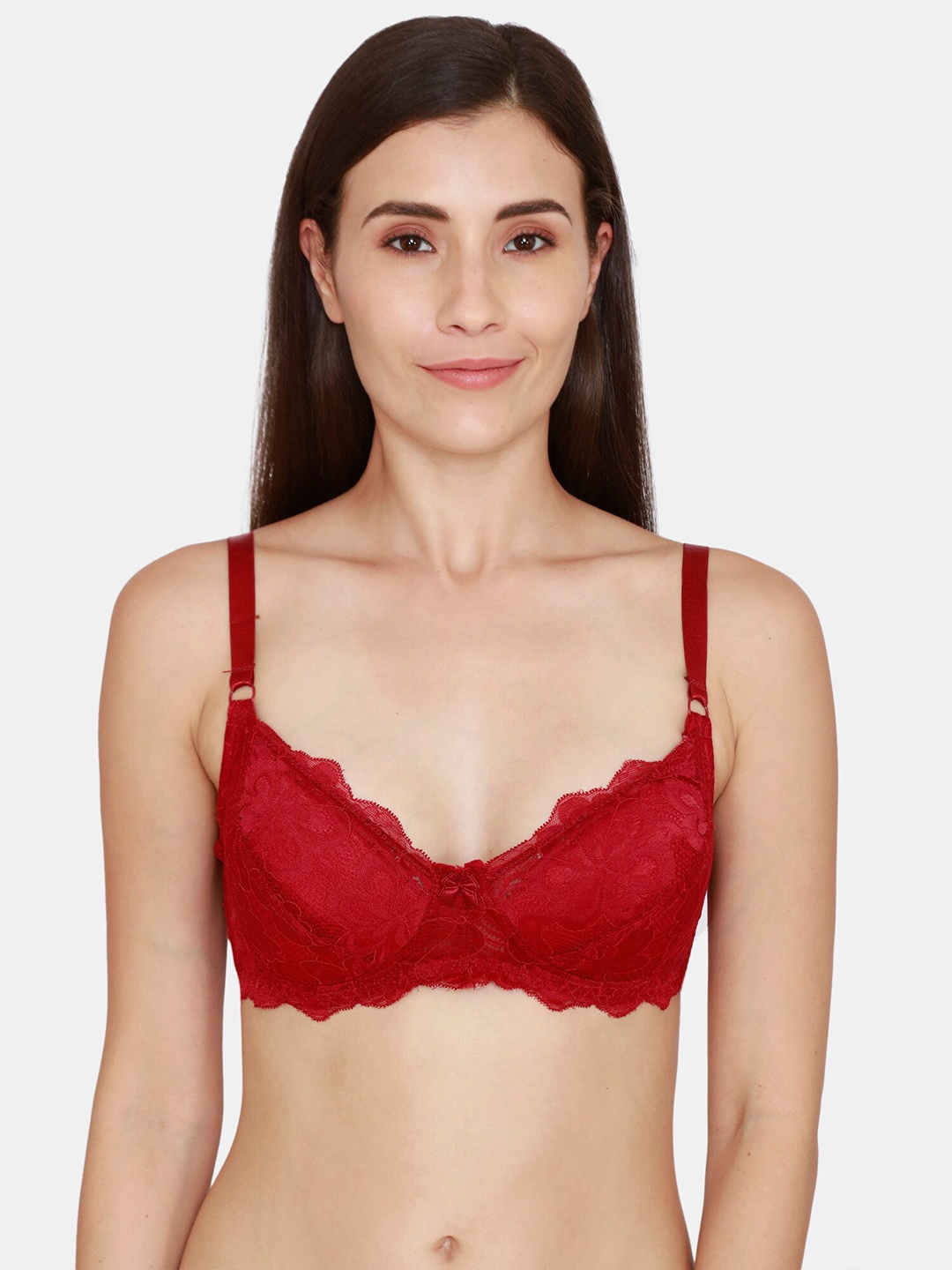 

Coucou by Zivame Red Floral Lace Lightly-Padded Everyday Bra