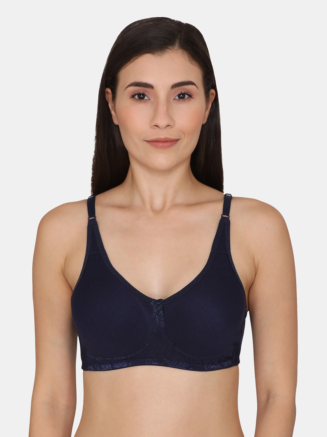 

Coucou by Zivame Navy Blue Solid Non-Padded Cotton Blend T-Shirt Bra