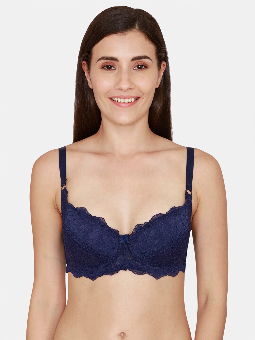 

Coucou by Zivame Blue Floral Underwired Lightly Padded Lace Bra