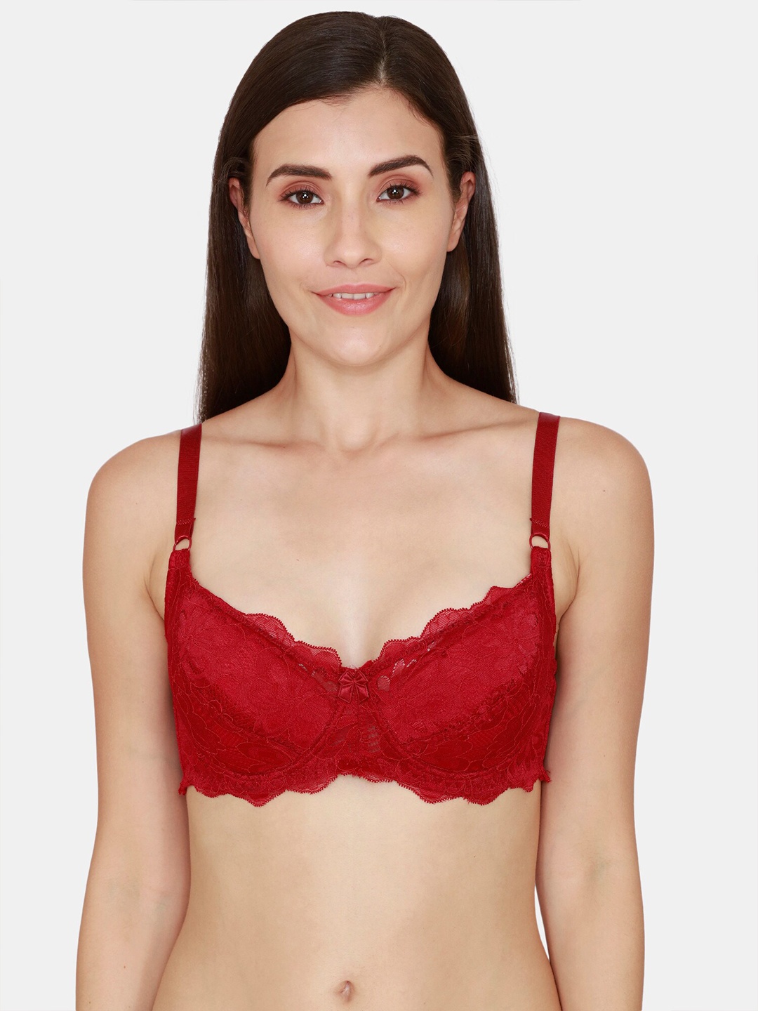 

Coucou by Zivame Red Floral Lace Lightly-Padded Push-Up Bra