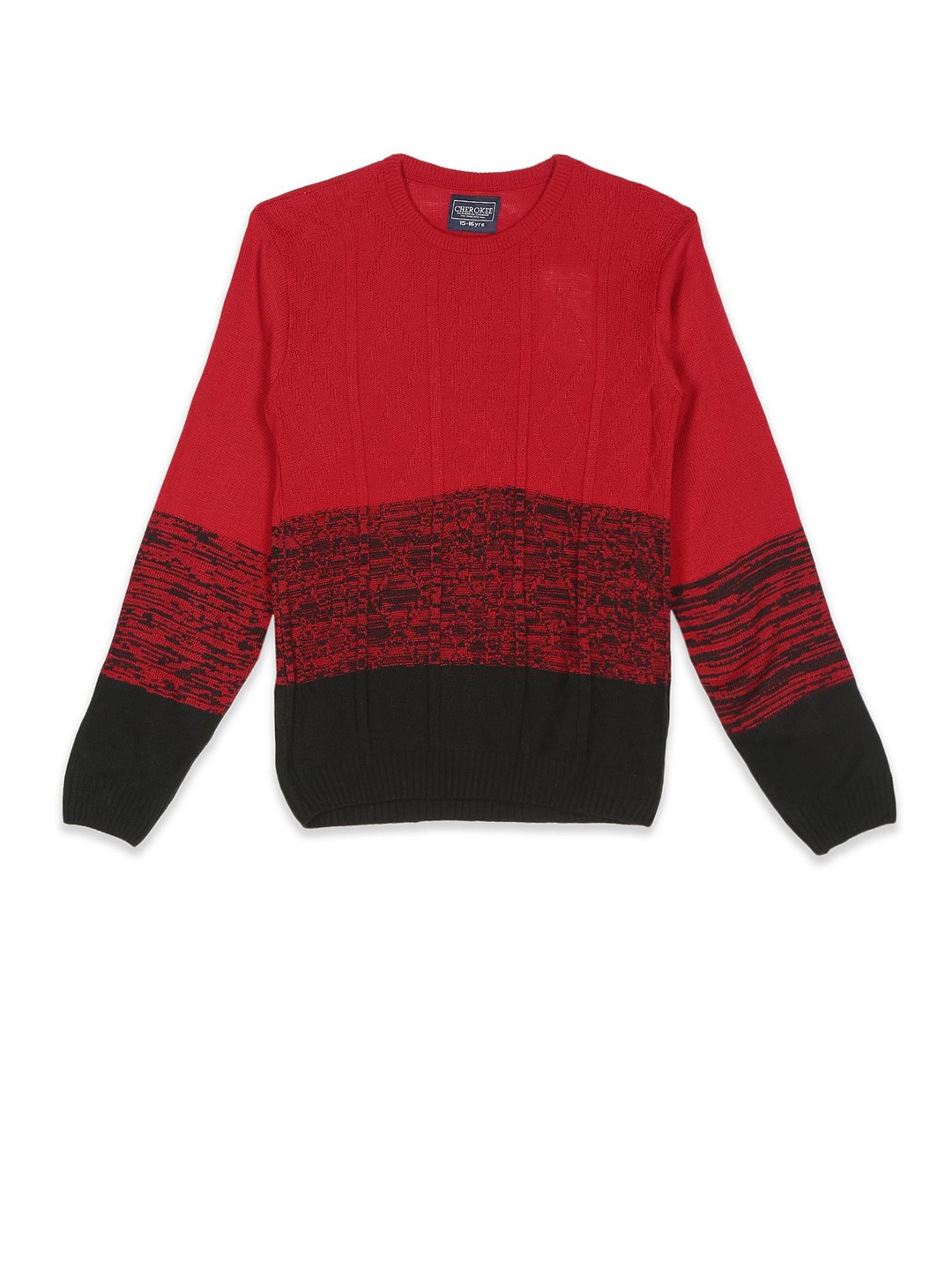 

Cherokee Boys Red & Black Colourblocked Pullover Cotton Sweater