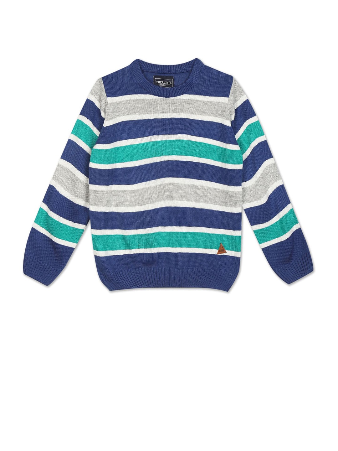 

Cherokee Boys White & Blue Crew Neck Striped Pullover