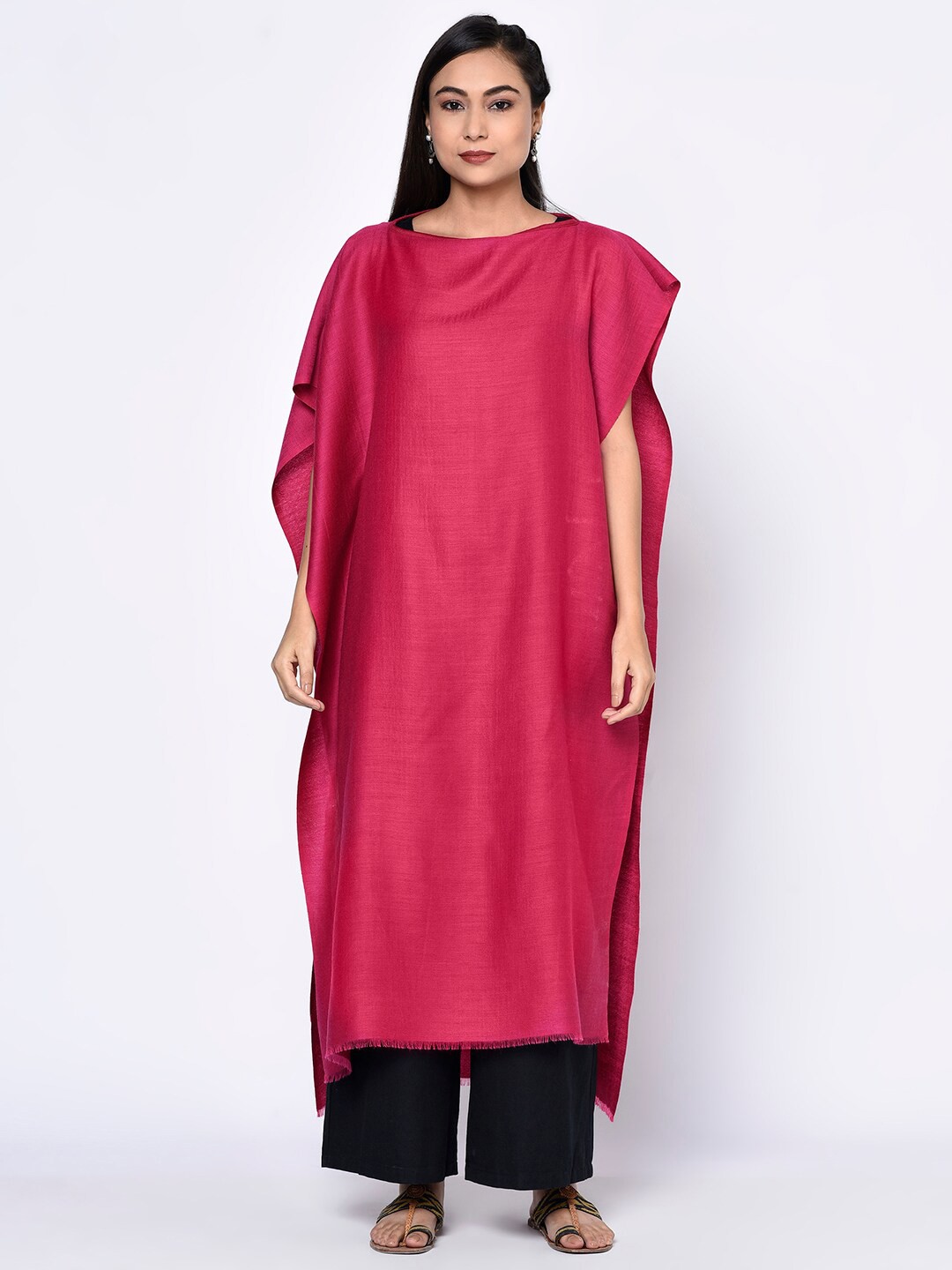 

Fabindia Magenta Solid A-Line Wool Maxi Dress