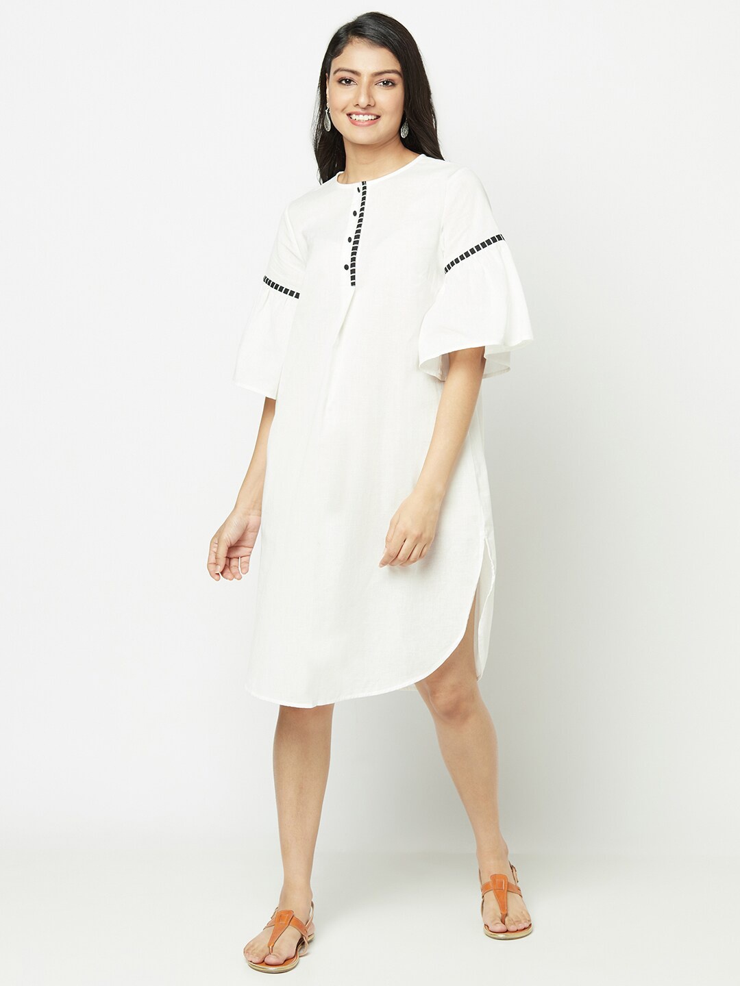 

Fabindia White A-Line Cotton Dress