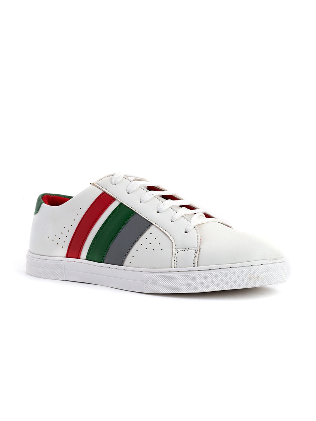 

Khadims Men White Striped Sneakers
