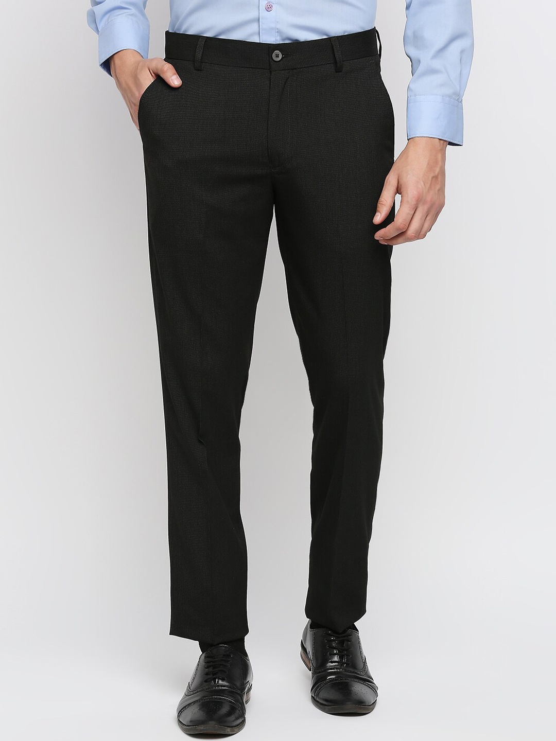 

Solemio Men Black Formal Trousers