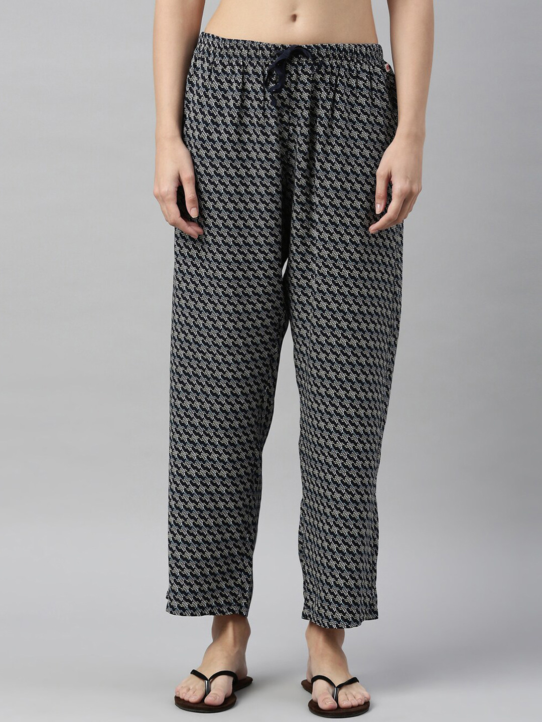 

Enamor Women Navy Blue Printed Relaxed-Fit Modal Lounge Pants