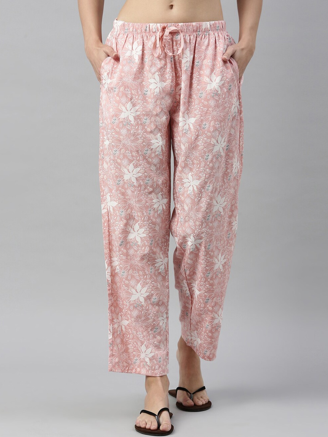 

Enamor Women Pink & White Printed Relaxed-Fit Lounge Pants