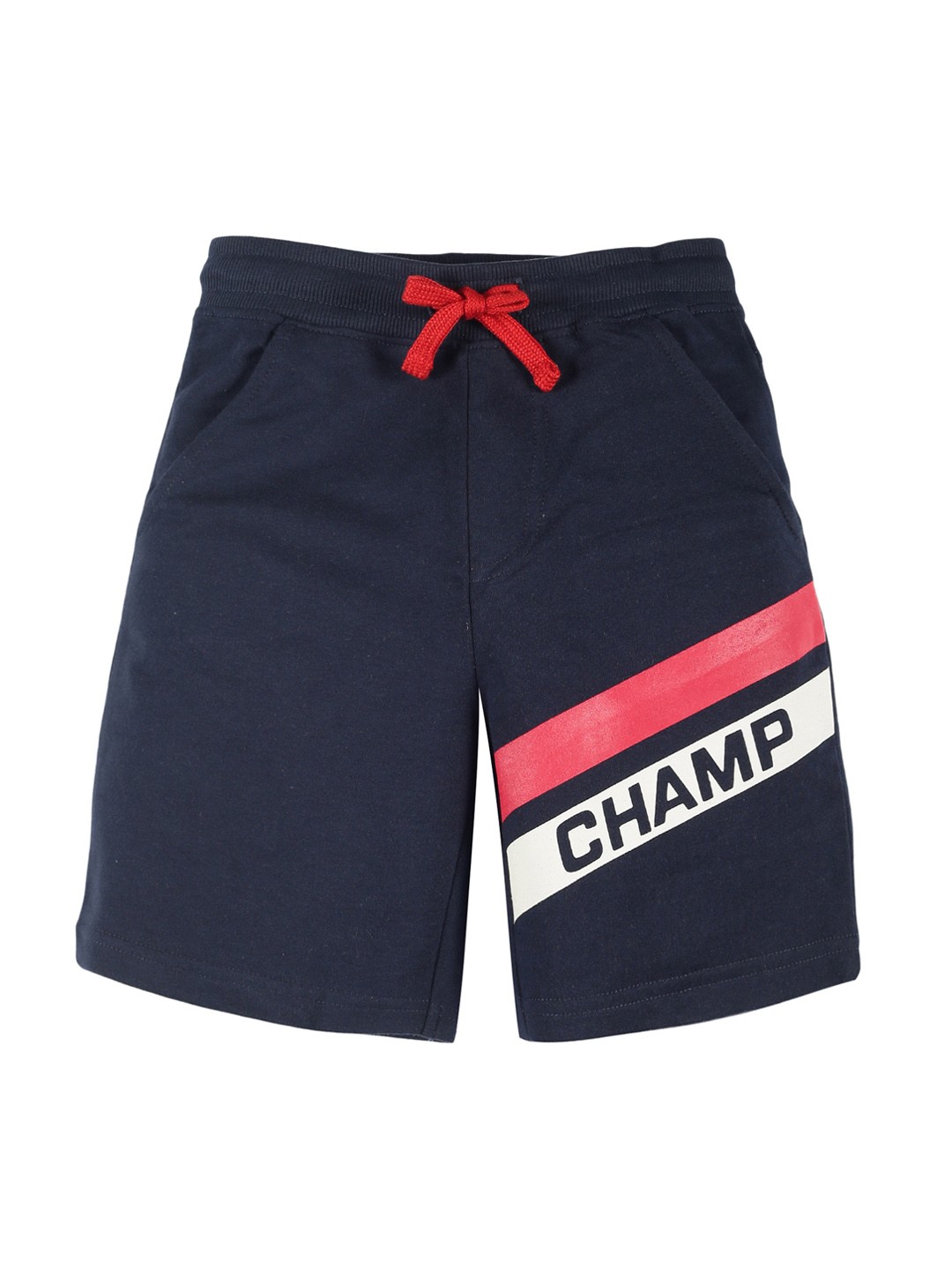 

PLUM TREE Boys Navy Blue & White Typography Printed Pure Cotton Shorts
