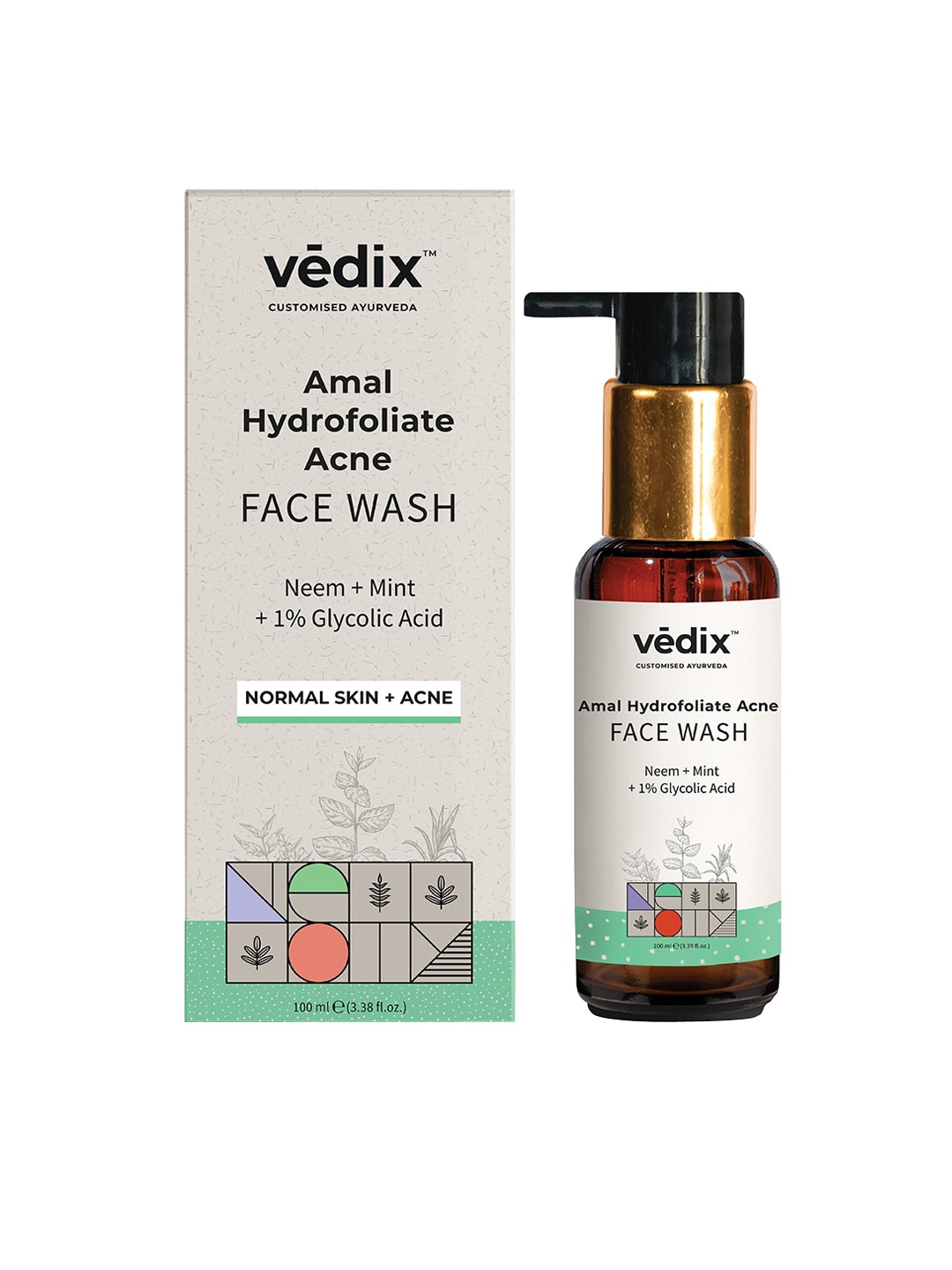 

VEDIX Amal Hydrofoliate Customized Acne Mint & Neem Face Wash 100 ml, Transparent