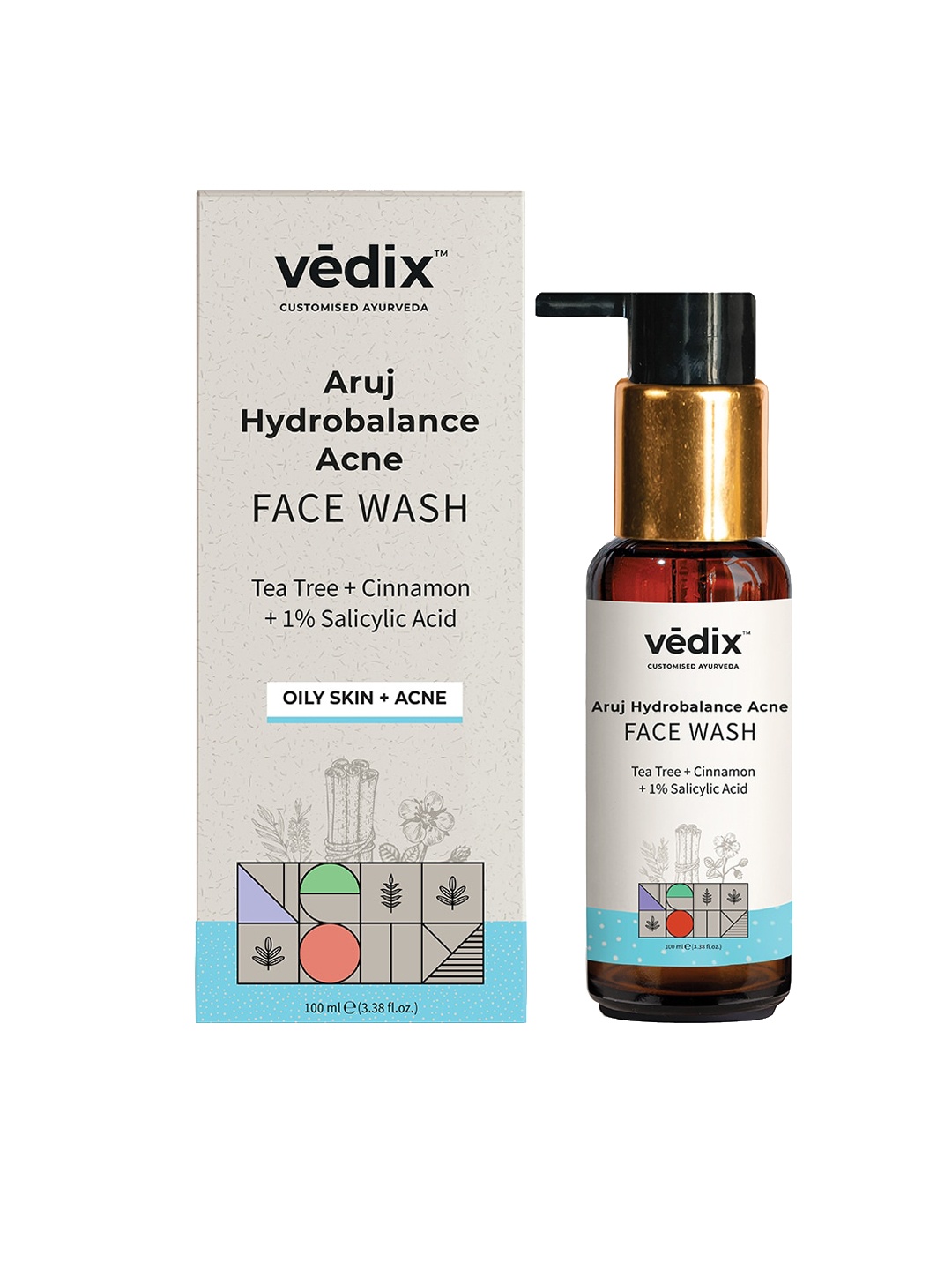 

VEDIX Ayurvedic Aruj Hydrobalance Customized Acne Face Wash 100 ml, Transparent